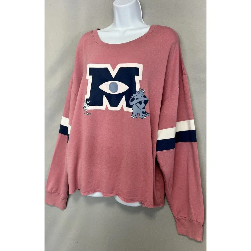 Disney Pixar‎ Monsters Sleepwear Sweatshirt Top Pink Long Sleeve Sz 2X (18W-20W)
